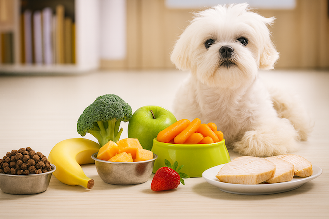 新鮮健康的寵物鮮食，雞胸、南瓜、蔬菜等食材
